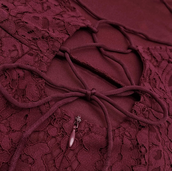 New Women's Red Lace Bodycon High-Low Dress - Medium - Picture 9 of 10